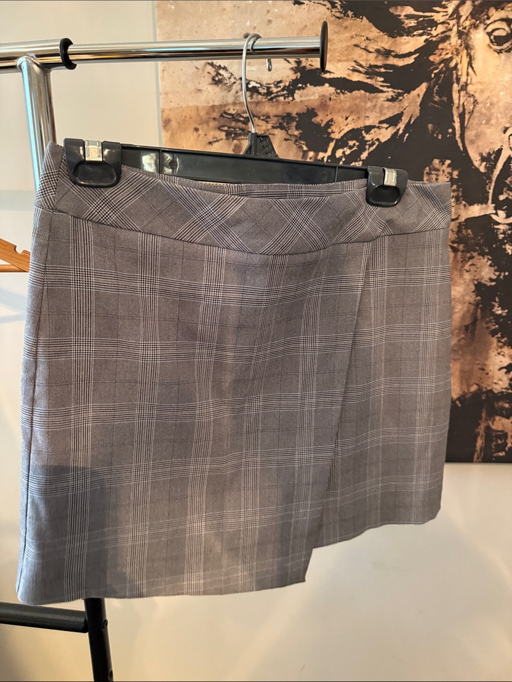 Margaret M Gray Plaid Mini Skirt